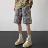 Shorts masculinos verão floral impressão algodão letras logotipo oversized high street hip hop esporte para unisex a22