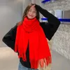 Halsdukar Cashmere Scarf Women's Winter Solid Color 2023 White Shawl Autumn and Men's Imitation