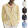 Men's Casual Shirts Mens Long Sleeve Shirt Collar Tops Blouse Beach Button-Down T Party Cocktail Wedding Dress Men Clothing