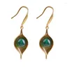 Boucles d'oreilles pendantes en Jade naturel pour femmes, Design Original, Vintage, chinois, Simple, ancien, artisanat en or, bijoux