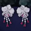 Godki Mismatch Luxury Flower Trendy Green Cubic Zirconia American Wedding Party Earring Jewelry For Women J190721226F