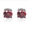 12 Pairs Luckyshine Red Zircon Crystal Gems Silver Plated Stud Earrings Fashion Simple European Holiday gift Earrings Stud for Uni175a