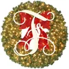 Decorative Flowers Pre Lit Initial Outdoor Christmas Wreaths Artificial Garland With Lights Personalized For Indoors