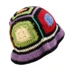 Colorful Knitted Hat New Women Girl Handmade Crochet Bucket Hats Y2k Fashion Summer Beach Korean Hollow 230920