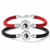 Nuove donne uomo fortunato rosso braccialetto di corda fatto a mano moda amante romantico coppia 100 lingua ti amo braccialetto di proiezione regali280c