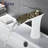 Musluk havzası musluk siyah şelale banyo muslukları sıcak soğuk su havzası mikseri musluk krom pirinç tuvalet lavabo su musluklar vinç altın 1401 t