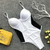 Porter 2020 Sexy maille dur emballé blanc une pièce maillot de bain femmes Push Up maillots de bain été maillots de bain solide maillot de bain Monokini body