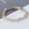 Link Armbanden Natuurlijk Kristal Rijst Kraal Armband Onregelmatige Healing Stone Paars Grind Ruwe Quartz Elastisch Touw Bangle Handgemaakte sieraden