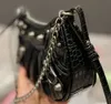 le cagole Designer bag mini crescent chain motorcycle bag armpit bag Le Cagole ladies brand luxury dumpling bags wrinkled lambskin size