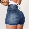 Shorts Grande taille Sexy déchiré Denim Shorts fille 2022 nouvelle taille haute hanches maigres Stretch longueur de jambe serré serré Stretch hanches jean femmes