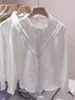 Women's Blouses Embroidery Hollow Out Ruffles Cotton Sweet White Shirts And For Women Clothing Long Sleeve Camisas Office Lady Top Blusa