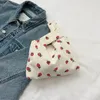 Cute Strawberry Corduroy Handbag Woman Portable Shopper Storage Bag Fashionable Casual Small Tote Bags Large Capacity Bento Bag