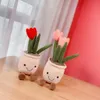 Creative Home Decoration Simulation Plant Tulip Succulent Doll Plush Toy Flower Pot Decoration Doll 5 Colors