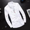 Herrklänningskjortor Koreanskt mode för män Chemise Homme de Luxe Camisas Hombre Bluses Ropa Roupas Masculinas Clothing Vintage