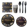 Disposable Dinnerware 68PCS Christmas Set Party Flatware For Holiday Tableware Pack