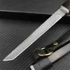 Japanska Tanto Damascus Steel Fixed Blade Knife Ebony Handle Mini Camping Hunting Knives