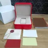 Boîte de montres pour hommes rouges, étui carré en cuir, carte de certificat manuelle, montre pour femme, boîte cadeau, montre-bracelet originale A228f