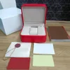 Red Men's Watches Box Pudownia Kwadratowa skórzana Materiał Podręcznik Karta Karta Watch Watch Prezenta