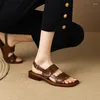 Sandalen Rom Stil Frauen Sommer Dicke Heels Gladiatoren Schuhe Frau Freizeit Retro Echtes Leder Casual Arbeiten