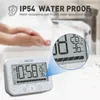 Horloges murales IP54 étanche salle de bain horloge tactile numérique température humidité mètre douche cuisine alarme sonore compte à rebours