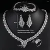 Colar brincos conjunto sugo chegada moda luxo microstudded zircão anéis colares pulseiras conjuntos para noivas tendência jóias de casamento