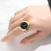 Cluster Rings Style Watch Female Personality Golden Simple Number Glitter Student Accessories Gifts Male Fashion Finger Clock Ring