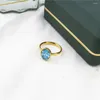 Anéis de cluster na moda cor azul escala de peixe vidro para mulheres vintage aço inoxidável dedo jóias presente de aniversário acessórios punk
