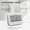 Väggklockor IP54 Vattentät badrumsklocka Touch Touch Digital temperatur Fuktighet Mätare Dusch Kök Audibel Alarm Countdown Timer