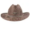 Berets Vintage Cowboy Hut Für Musik Festival Party Frauen Männer Unisex Fedora Große Krempe Reise Kappe Cosplay Kopfbedeckung