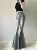 Kadınlar Wtempo 70s Klasik Süper Firarlı Mavi Kadınlar için Y2K Grunge Yüksek Yüksek Yıpranmış Bootcut Denim Pantolon Strusy Lady Pantolon