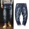 Herr jeans plus storlek 32-48 män jogger vår sommar höst vinter mode casual elastisk dragning midja lösa denim harem byxor