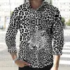Men's Casual Shirts Luxury Leopard 3D Printed Long Sleeved Shirt Button Down Spring Mens Lapel