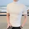 Men's T Shirts Simple Solid Color Semi-turtle Neck Shirt Men Summer Short Sleeve T-Shirts Slim Fit Tee Homme Multicolor