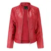 Veste simili cuir femme Moto Biker fermeture éclair printemps automne Moto manteau pour marron gris Chaqueta Jaqueta Couro