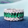 Elsieunee 100% 925 Sterling Silver Created Moissanite Emerald Gemstone Ring for Women Anniversary Cocktail Party Fine Jewelry 2103268e