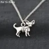 Hänghalsband antik silverfärg chihuahua hund rostfritt stål kedja halsband boho djur chocker modetillbehör juvele206h