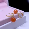 Stud Earrings Shilovem 18K Yellow Gold Real Natural South Red Agate Fine Jewelry Wedding Plant Christmas Gift Yze8.5-9008nh