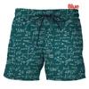 Men's Shorts Men Large Plus Size Casual Fashion 3d Printing Mathematical Mathematics Formula