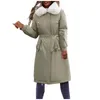 Piumini lunghi invernali da donna Donna Plus Size Top caldi Zip collo in pelliccia Abbigliamento donna Cappotto in cotone spesso con cappuccio Cappotto coreano D5
