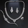 Colar brincos conjunto sugo chegada moda luxo microstudded zircão anéis colares pulseiras conjuntos para noivas tendência jóias de casamento