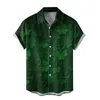 Men's Casual Shirts Mens St. Patricks'S Day Irish Shamrock Full Print Shirt Short Sleeve Lapel Button Tops Hawaiian Daily Streetwear