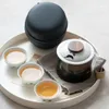 Teaware set söt panda teset kit elegant komplett glasbryggning gaiwan 1 skål 3 koppar hushåll bärbar tygväska för