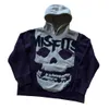 Y2K Hoodies Winter Skull Wzór polarowy bluza Pullover Hip-Hop Retro Street Loose Harajuku Gothic Top Streetwear 231229