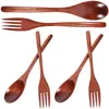 أدوات المائدة تُعرف 6 أجزاء من ملعقة خشبية ومجموعة من قطعتين مع مقبض طويل من أدوات المائدة المحمولة الصلبة البالغين حلوى حلوى حزب المائدة.