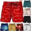 Herenshorts Heren Grote Grote maten Casual Mode 3D-printen Wiskundige wiskundeformule