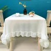 Nappe de Table en Tulle blanc à volants, en dentelle transparente, lavable, rectangulaire, pour décor de fête de mariage, réception-cadeau pour bébé, 140 ou 180 CM