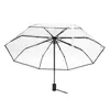 Parapluies Transparent Parapluie Automatique Pluie Femmes Hommes Soleil Auto Compact Pliant Style Coupe-Vent Clair Tra