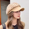 Berets 2023 Japansk liten etikettdesign Beret Woman British Retro Painter Hat Sweet Fashion Podot Bud Sboy