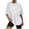 女性用Tシャツ女性カジュアル印刷半袖vネックルーズシャツブラウストップレディーストレーニング
