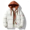 Men's Jackets Plush Winter Warm Baseball Jacket Outdoor Windproof Hooded Padded Japanese Two-tone Casual